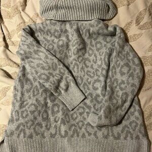 Rachel Zoe Gray Animal Print Turtleneck Sweater